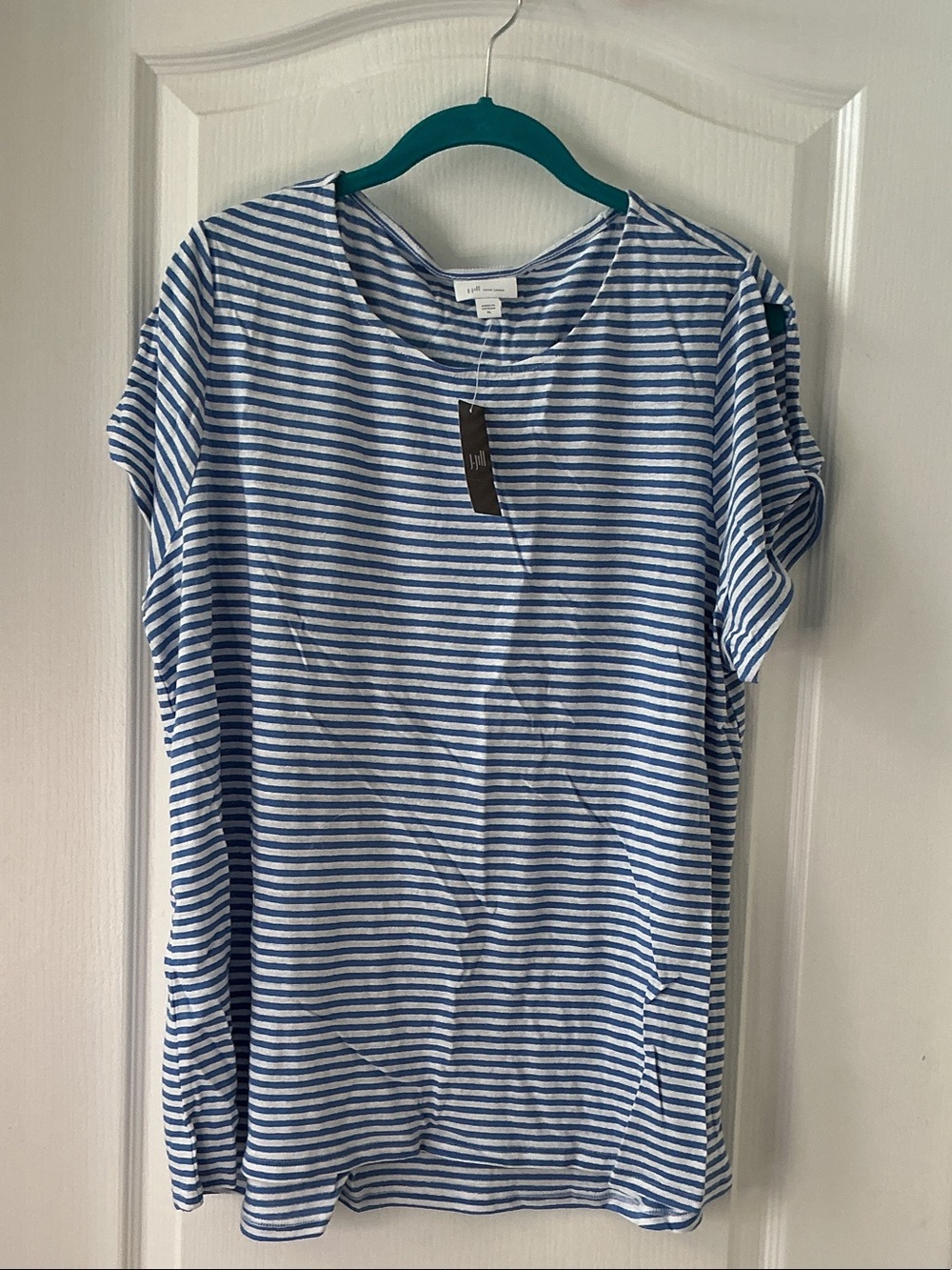 J. Jill Blue & White Striped Short Sleeve Tee